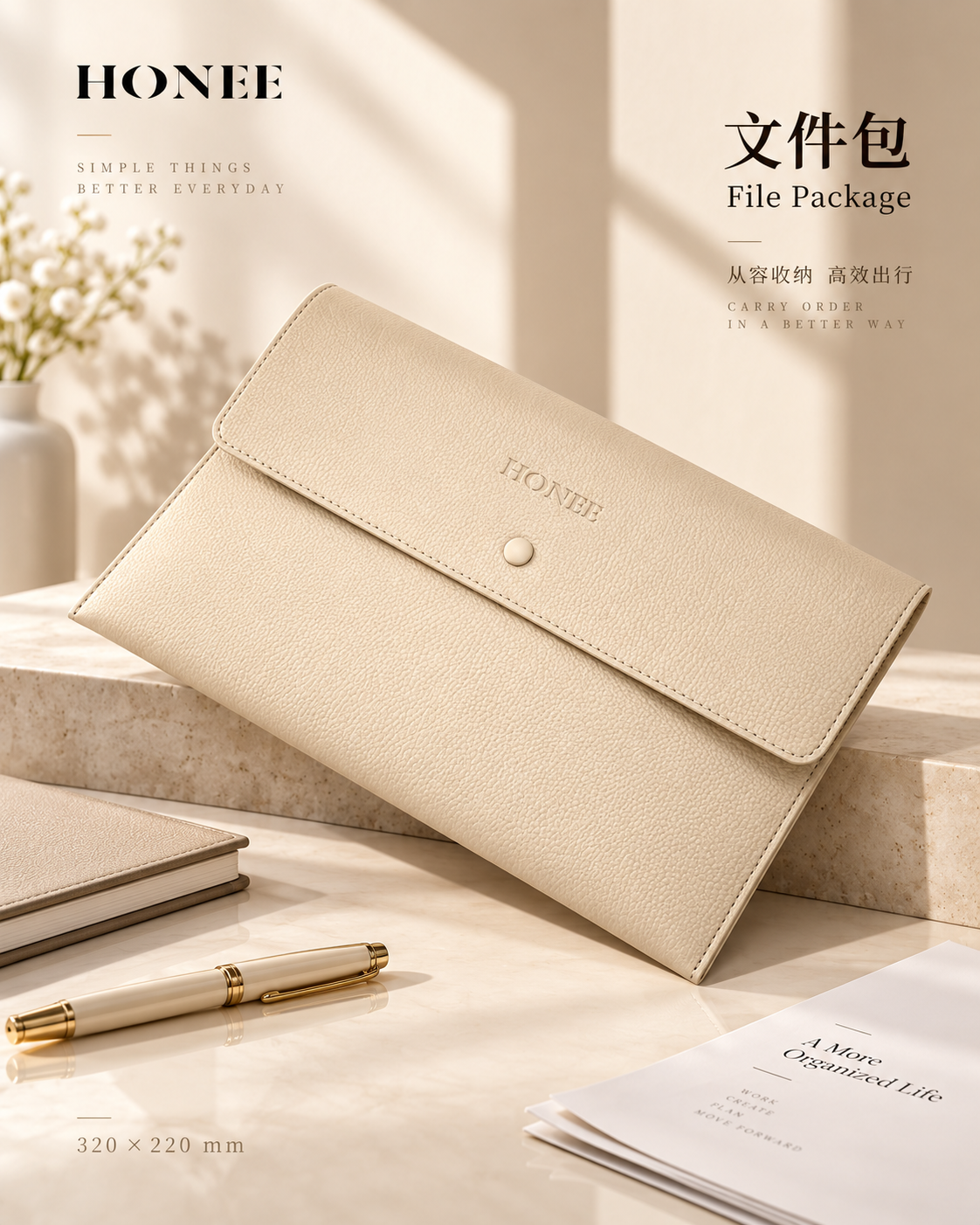 HONEE PU Leather Document Envelope A4 File Folder