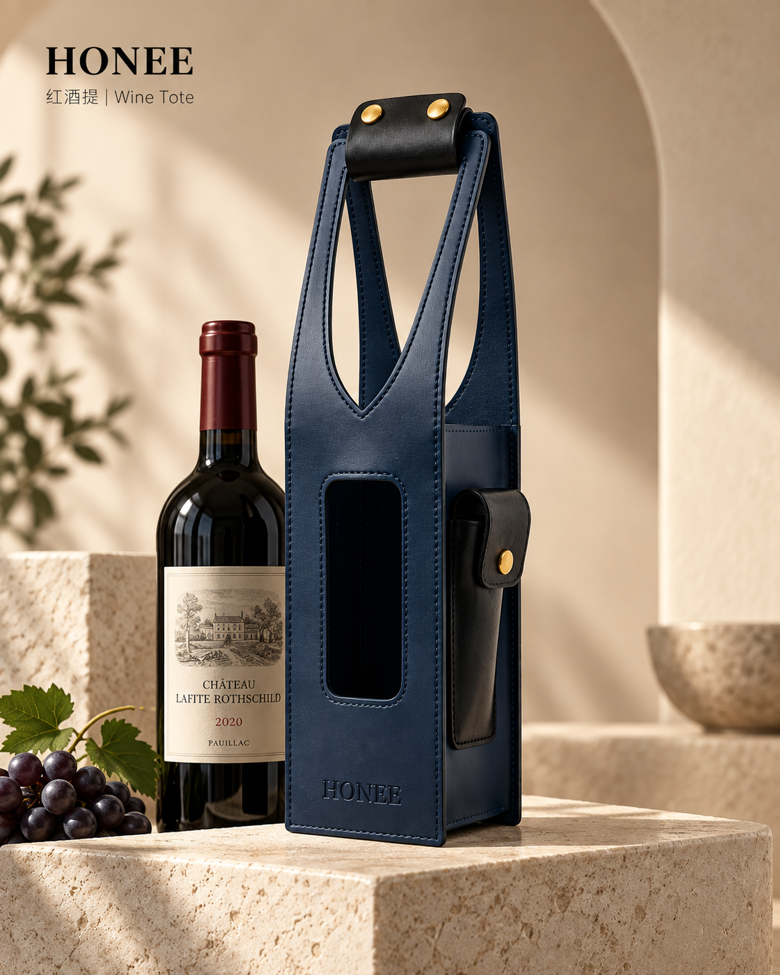 HONEE Leather Wine Tote